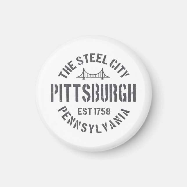 Retro Steel City Pittsburgh Pennsylvania Yinz vint Magnet (Front)
