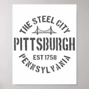 Retro Steel City Pittsburgh Pennsylvania Yinz vint Poster