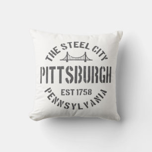 Retro Steel City Pittsburgh Pennsylvania Yinz vint Throw Pillow