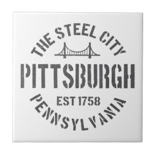 Retro Steel City Pittsburgh Pennsylvania Yinz vint Tile