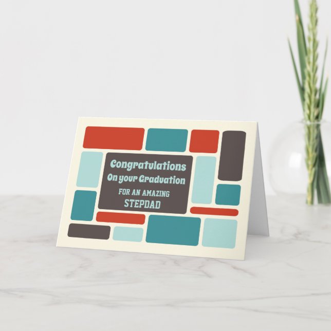 Retro Stepdad Congratulations Graduation Card (Front)