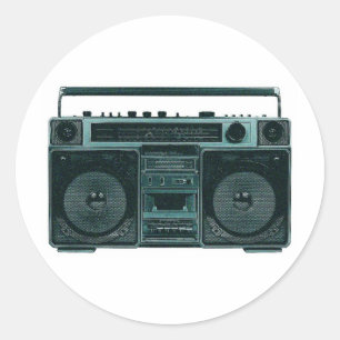 retro stereo classic round sticker
