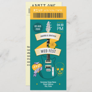 Retro Stereo Rock ’n’ Roll Wedding Ticket Invitation