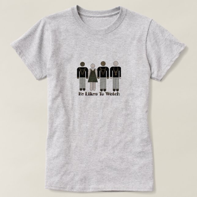 Retro Stick Figure He Likes To Watch HW Vixen T-Shirt (Design Front)