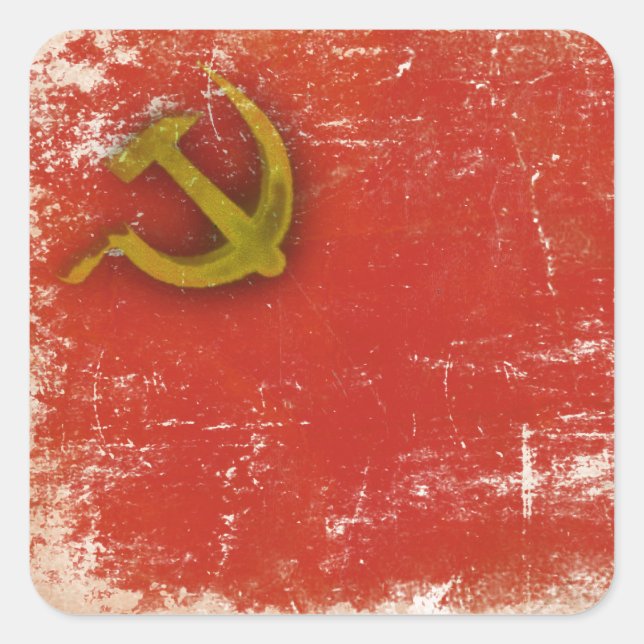 Retro Sticker with Dirty Old Soviet Union Flag (Front)