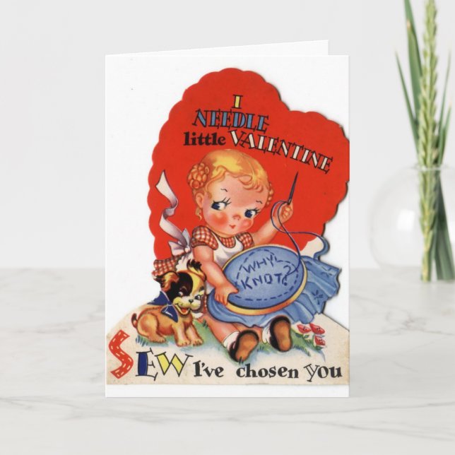 Retro Stitcher Valentine's Day Card (Front)