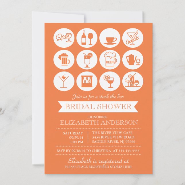 Retro Stock the Bar Bridal Shower Invitation (Devant)