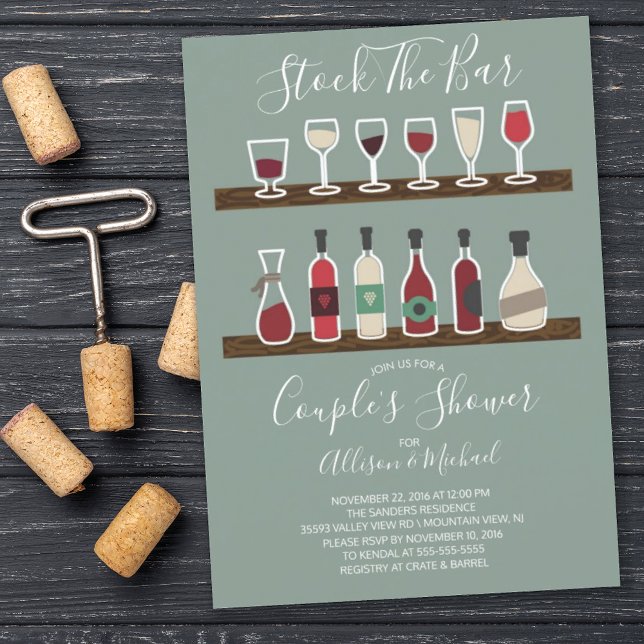 Retro Stock the Bar Couples Shower Invitation (Creator Uploaded)