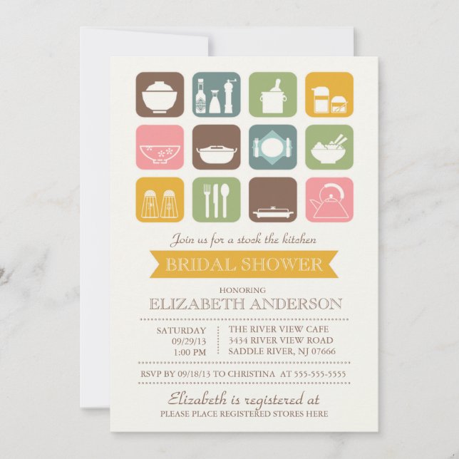 Retro Stock the Kitchen Bridal Shower Invitation (Front)