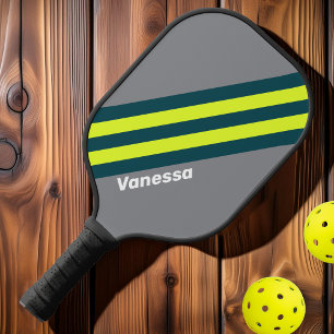 Retro Storm Cloud Grove Stripes with Name Pickleball Paddle