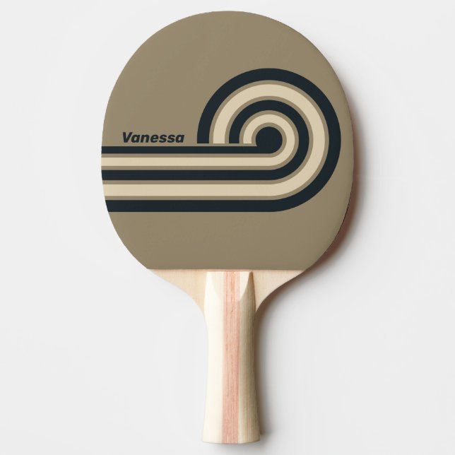 Retro Stormy Desert Curl Stripes with Name Ping Pong Paddle (Front)