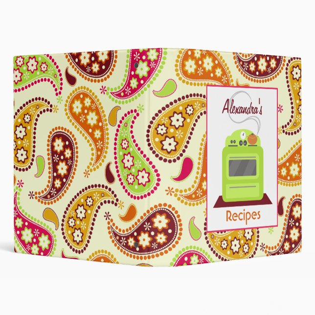 Retro Stove & Paisley Kitchen Recipe Binder (Background)