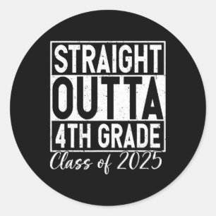 Retro Straight Outta 4th Grade Graduation Cl Of 20 Classic Round Sticker
