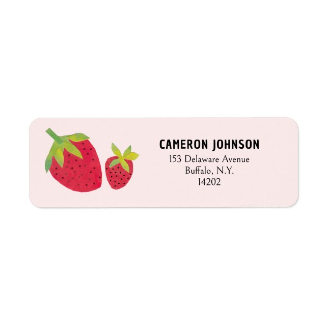 Retro Strawberries Original Art Fun Return Address (Front)