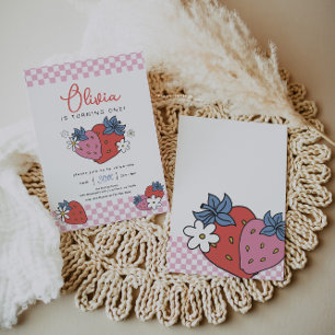 Retro Strawberry Girl Birthday  Invitation