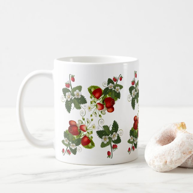 Retro Strawberry Mug | Strawberries Nursery Mug (With Donut)