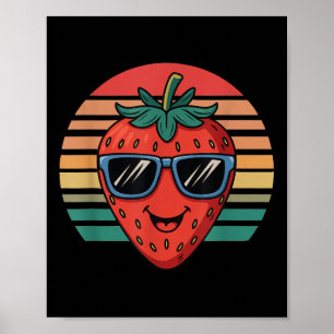 Retro Strawberry Novelty Fun For Men Women Kids Poster