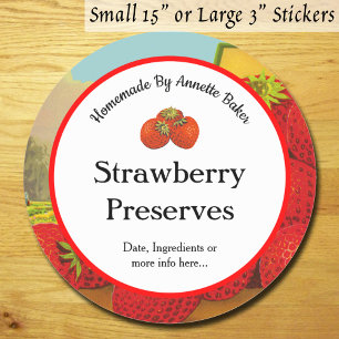 Retro Strawberry Preserves or Baking Classic Round Sticker