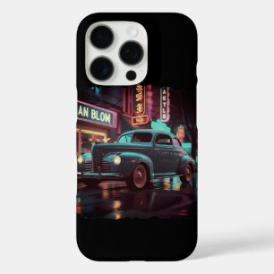 Retro Street Scene Art 1940s Classic Car iPhone 16 Pro Case