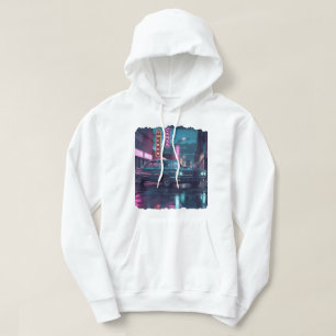 Retro Street Scene Art 1940s Classic Car Hoodie