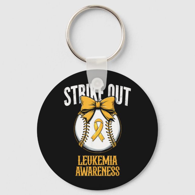 Retro Strike Out Leukaemia Awareness Keychain (Front)