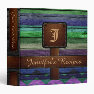 Retro Stripe Chevron Monogram Recipe #14 Binder