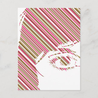 Retro Stripe Girls Face Postcard
