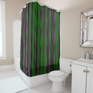 Retro stripe lime green purple Shower curtain