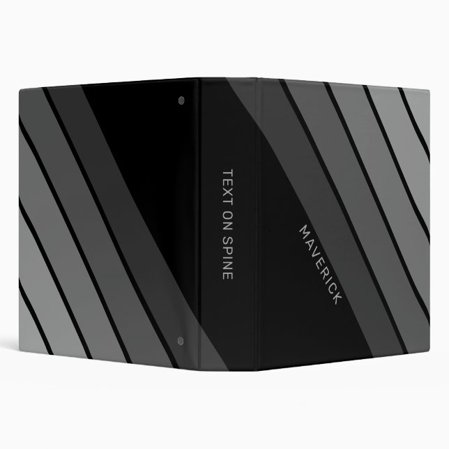 Retro Stripe Pattern Black Grey vintage vibe Binder (Background)