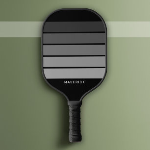 Retro Stripe Pattern Black Grey vintage vibe Pickleball Paddle