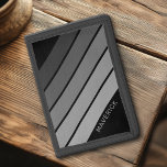 Retro Stripe Pattern Black Grey vintage vibe Trifold Wallet<br><div class="desc">Add your name to this masculine design with bold stripes. A retro design with 70s inspired font and a minimal pattern. All colours can be changed. Create your own and change the colours to your favourite combination.</div>