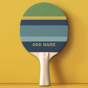 Retro Stripe Pattern Blue Green vintage vibe Ping Pong Paddle