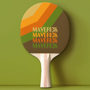Retro Stripe Pattern Earthy Colours Repeating Name Ping Pong Paddle
