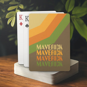 Retro Stripe Pattern Earthy Colours Repeating Name Playing Cards