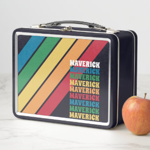 Retro Stripe Pattern - Rainbow Colours Stacked Nam Metal Lunch Box