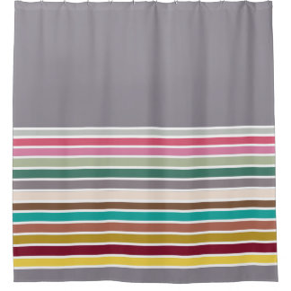 Retro Stripe Pattern Shower Curtain