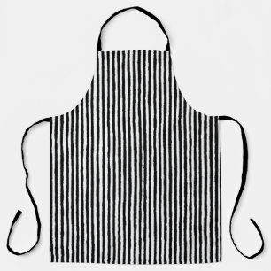 Retro Stripe Pattern Vertical Black and White BW Apron