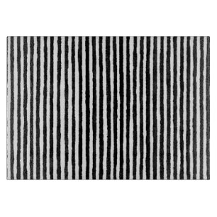 Retro Stripe Pattern Vertical Black and White BW Cutting Board