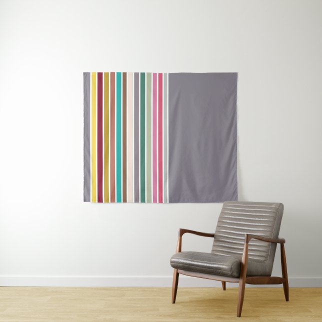 Retro Stripe Pattern Wall Tapestry (In Situ (Horizontal))