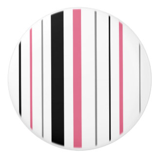 Retro Stripe pink black grey ceramic knob