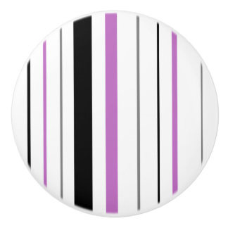 Retro Stripe purple black grey ceramic knob