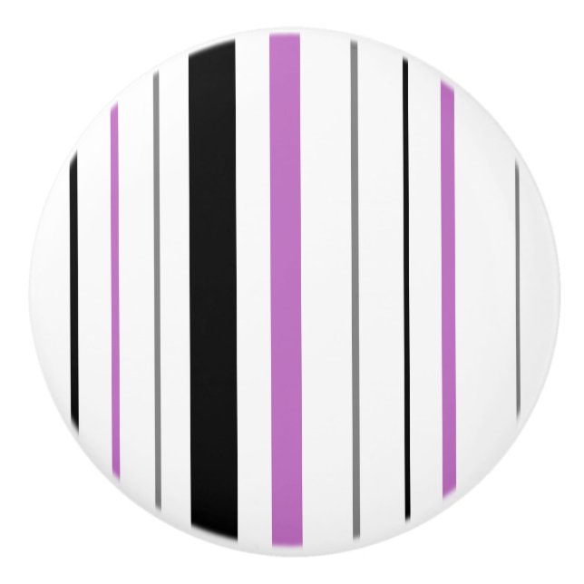 Retro Stripe purple black grey ceramic knob (Front)