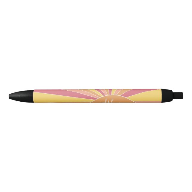 Retro stripe sunrise - pastel rainbow script name black ink pen (Front)