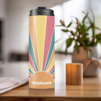 Retro stripe sunrise - pastel rainbow script name