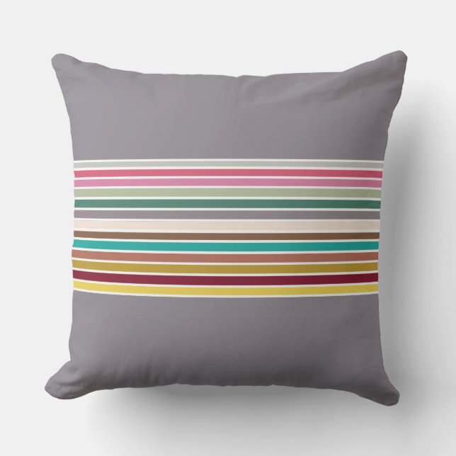 Retro Stripe Throw Pillow – Geometric Accent (Front)