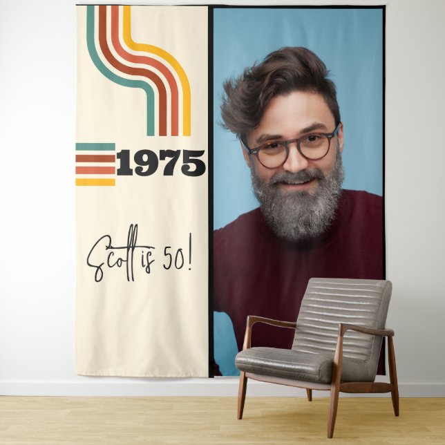 Retro Stripe Vintage 1975 Tapisserie photo (En situation)