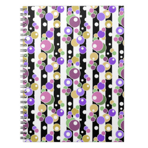 Retro, striped and polka dots notebook