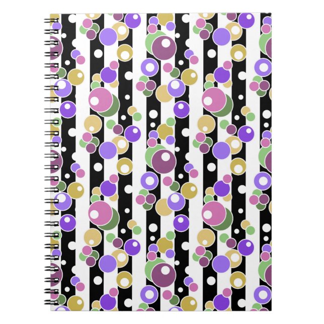 Retro, striped and polka dots notebook (Front)