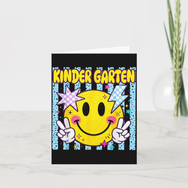 Retro striped back to school kindergarten funny card (Front)