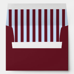 Retro Striped Blue and Burgundy Wedding Envelope